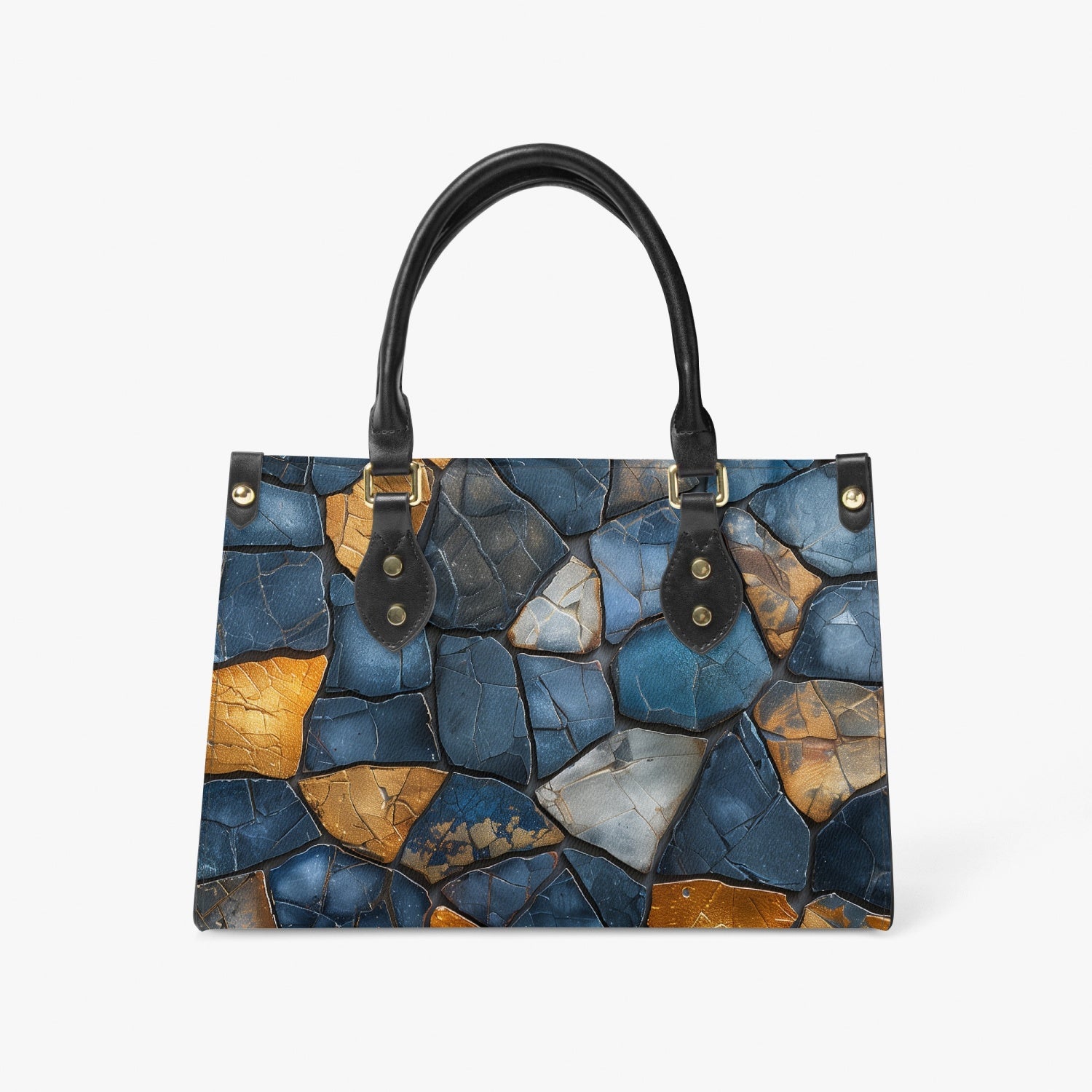 Stone Mosaic Long Strap Bag black strap