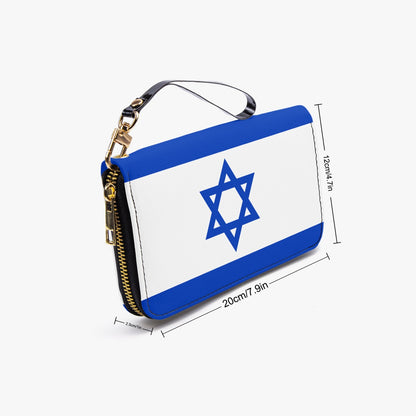 Israeli Flag Leather Strap Zipper Wallet dimensions