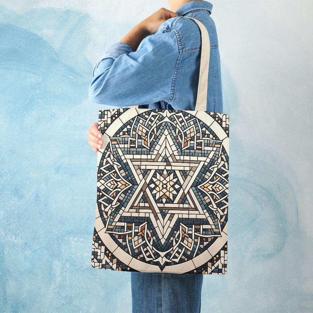 Mosaic Star of David Canvas Tote Bag 7