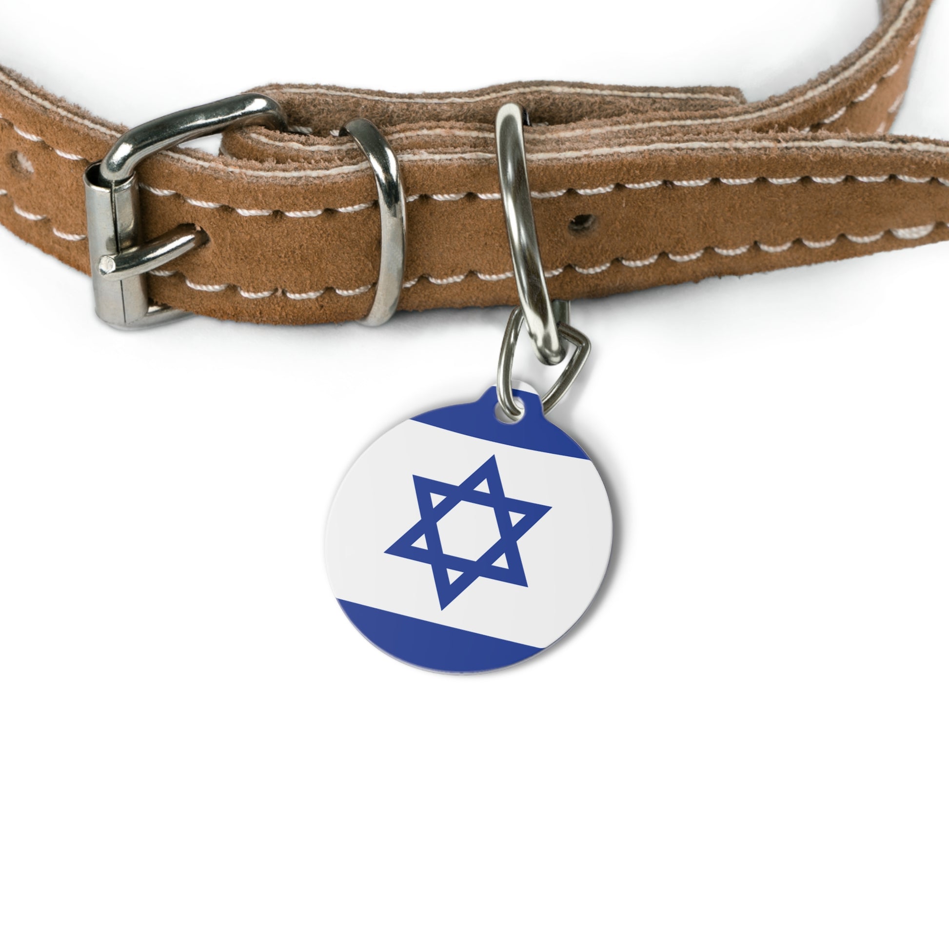 Israeli Flag Pet Tag on collar