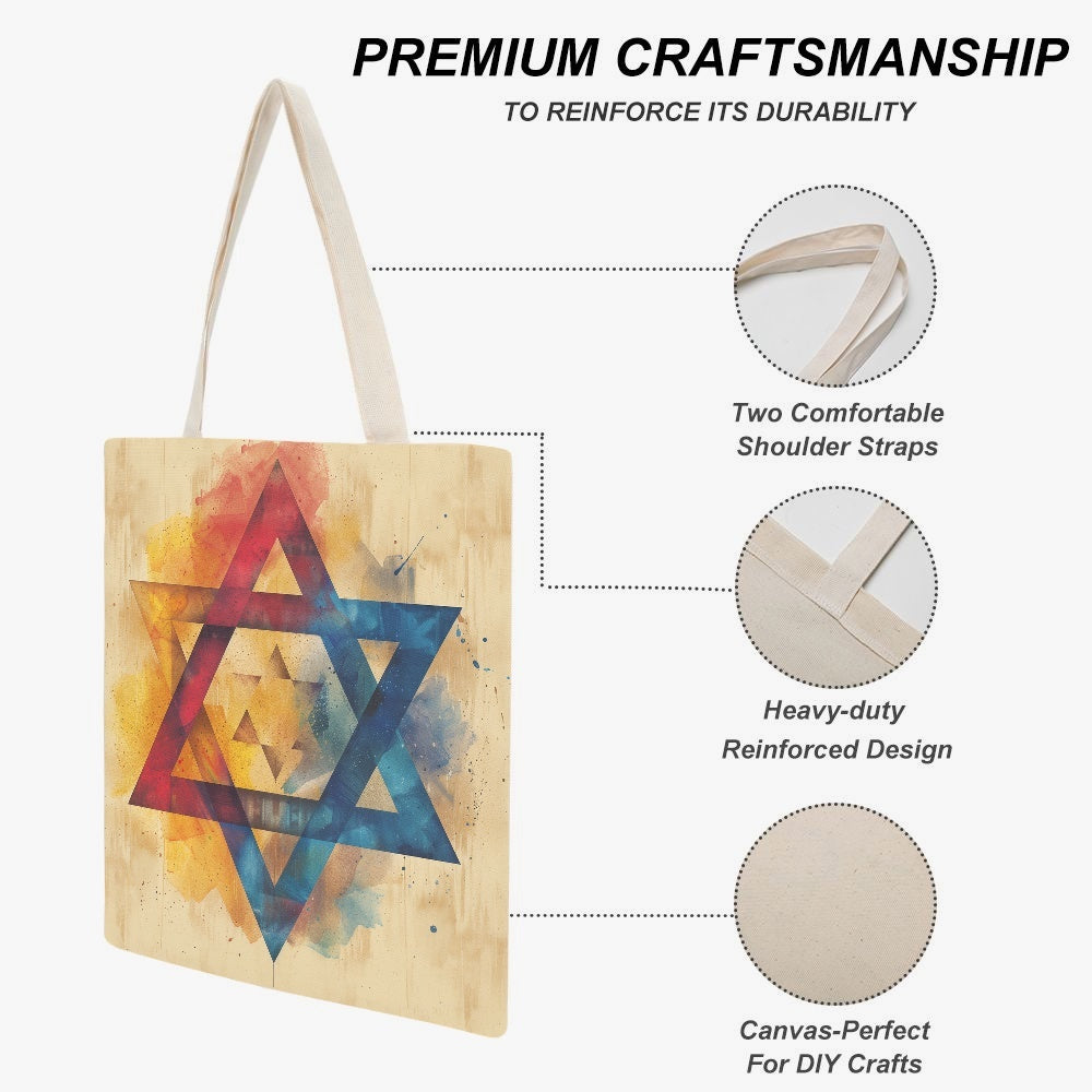 Colorful Star of David Canvas Tote Information