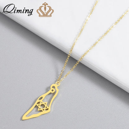 Israel Map Gold Necklace