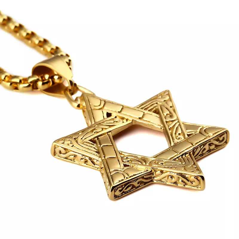 Hebrew Shema in Star of David Necklace