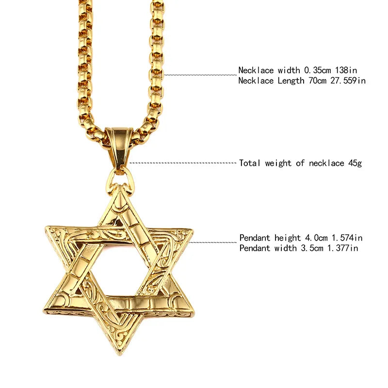 Hebrew Shema in Star of David Necklace