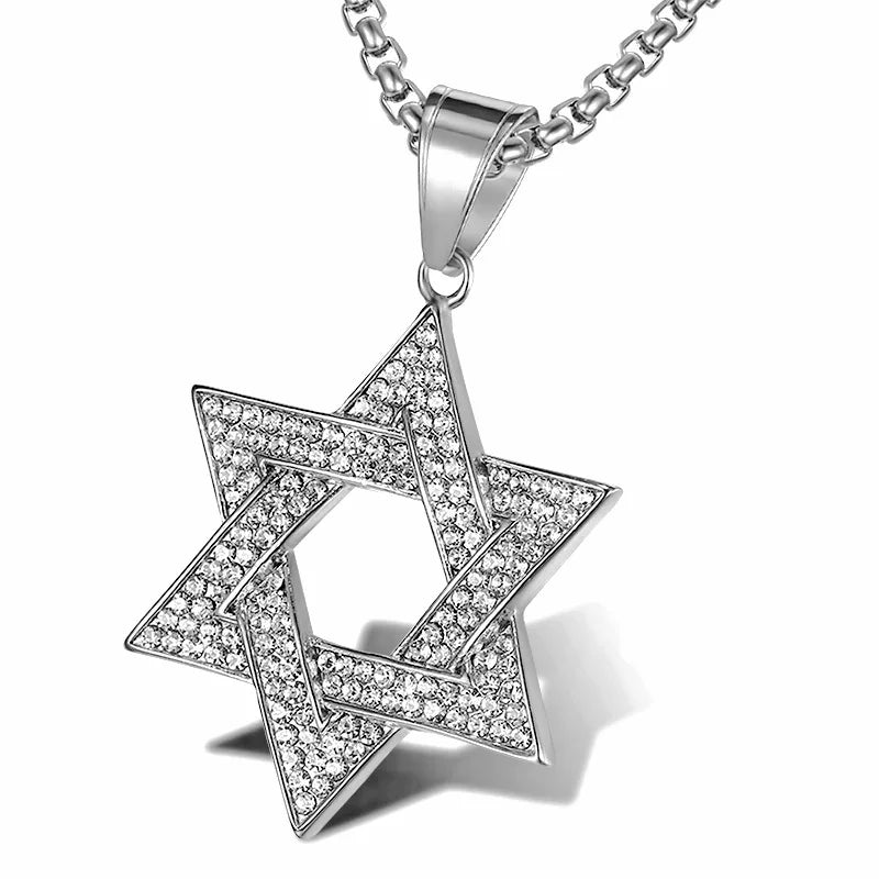 Crystal Zirconia Star of David Necklace silver