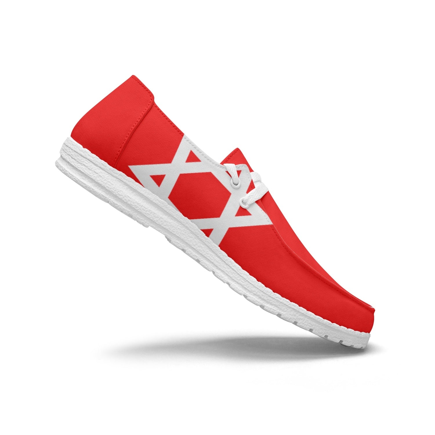 Red Star of David Canvas Lace-up Loafers right