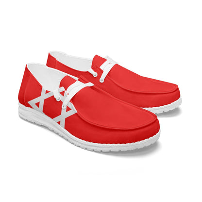 Red Star of David Canvas Lace-up Loafers both