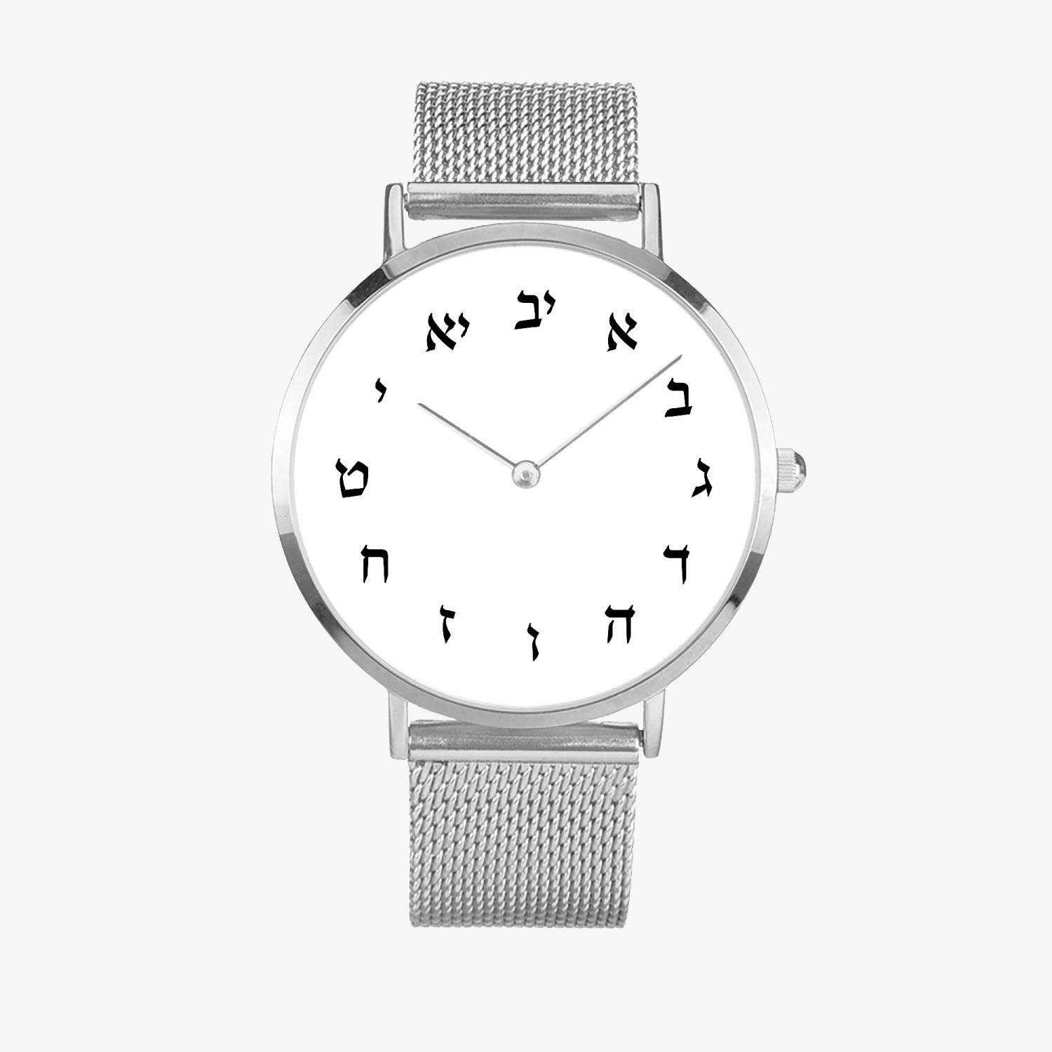 Hebrew Ultra-thin Quartz Watch silver