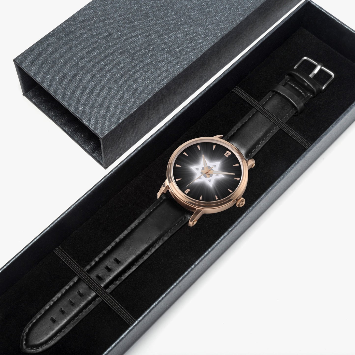 Bright White Star of David Israeli Watch with a case