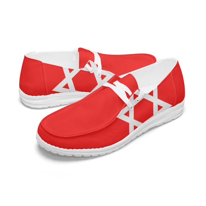 Red Star of David Canvas Lace-up Loafers pair