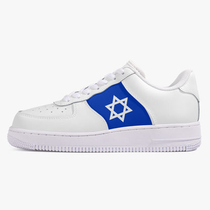 Israeli Flag White Leather Sneakers left view