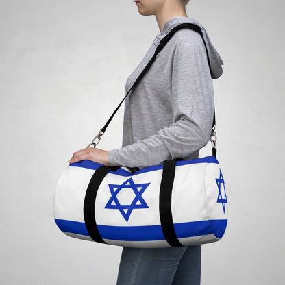 Israeli Flag Duffel Bag woman wearing