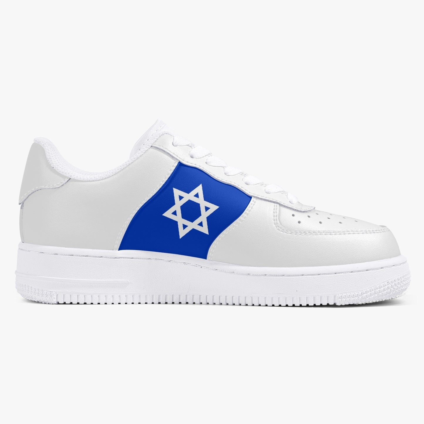 Israeli Flag White Leather Sneakers right view