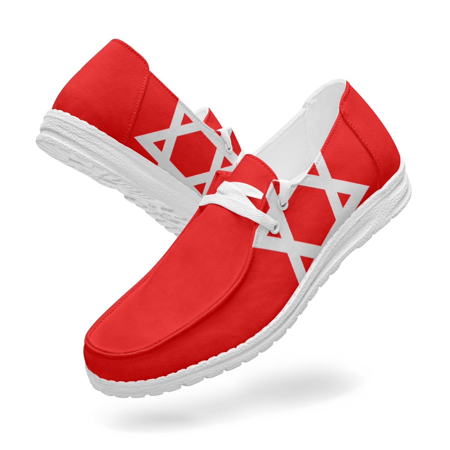 Red Star of David Canvas Lace-up Loafers both