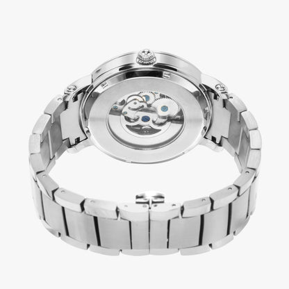 Hebrew Steel Strap Automatic Watch silver side