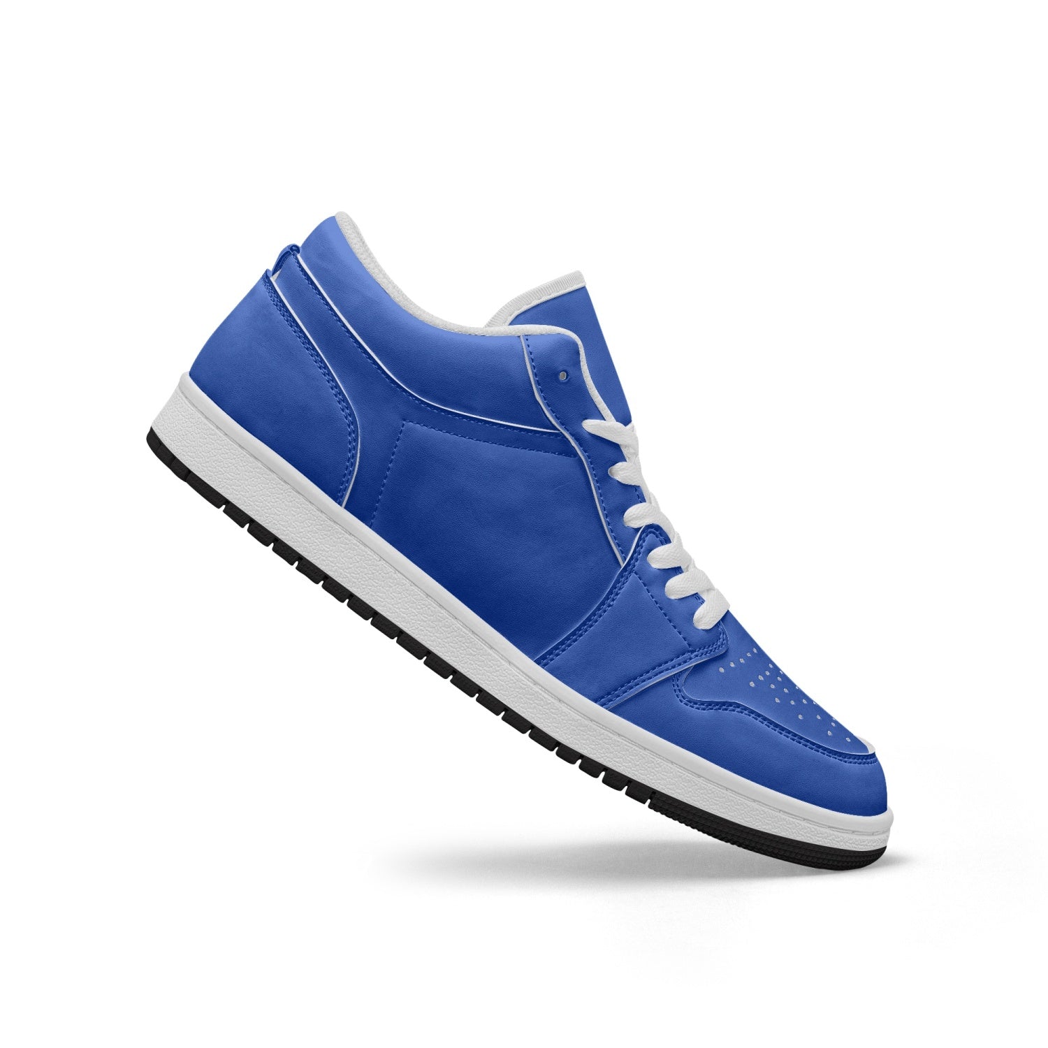 Israeli Blue Low-Top Leather Sneakers white laces right