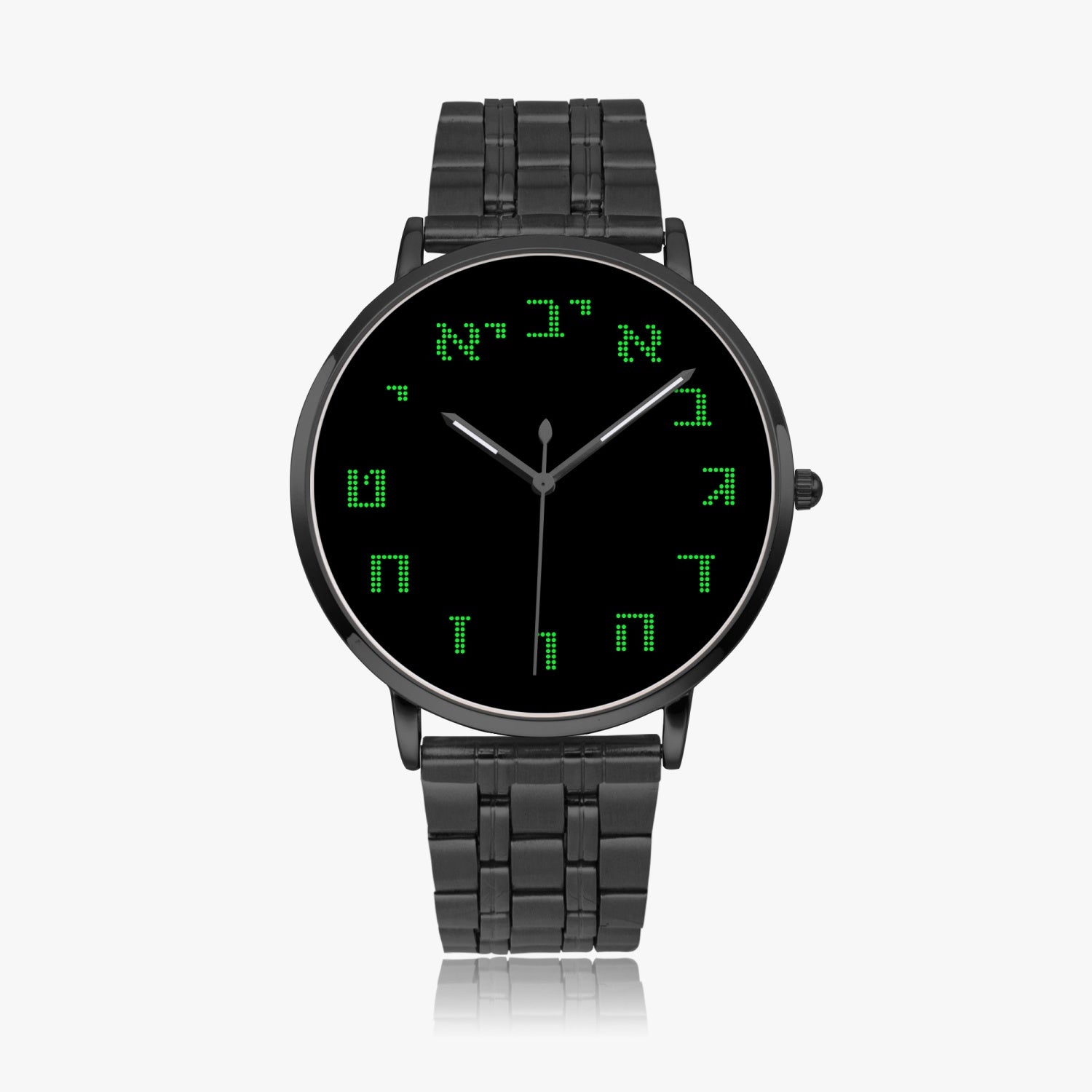 Digital Hebrew Steel Strap Quartz watch