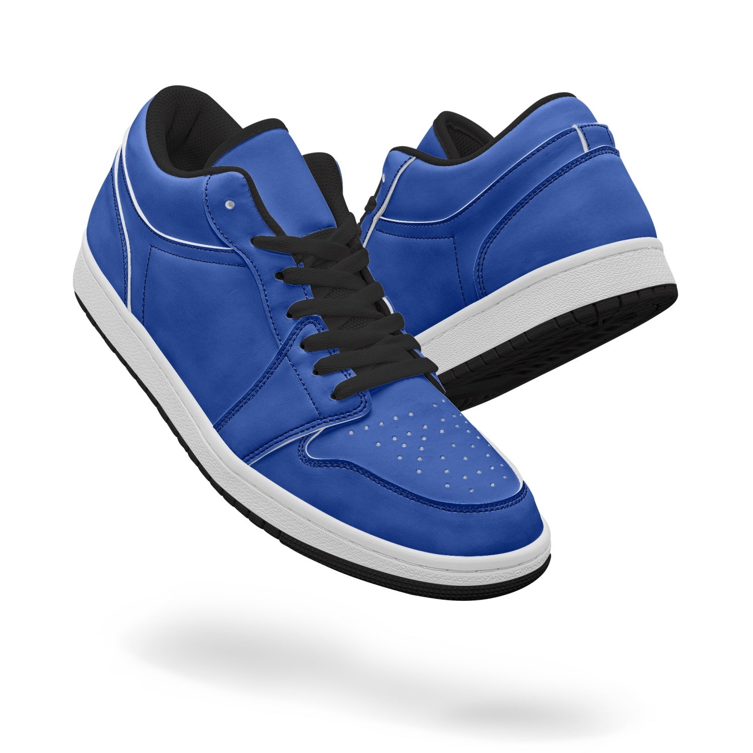 Israeli Blue Low-Top Leather Sneakers black laces both