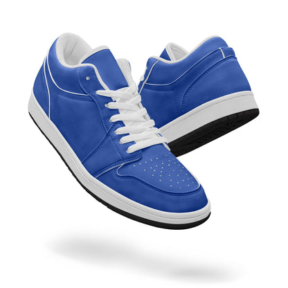 Israeli Blue Low-Top Leather Sneakers both white laces