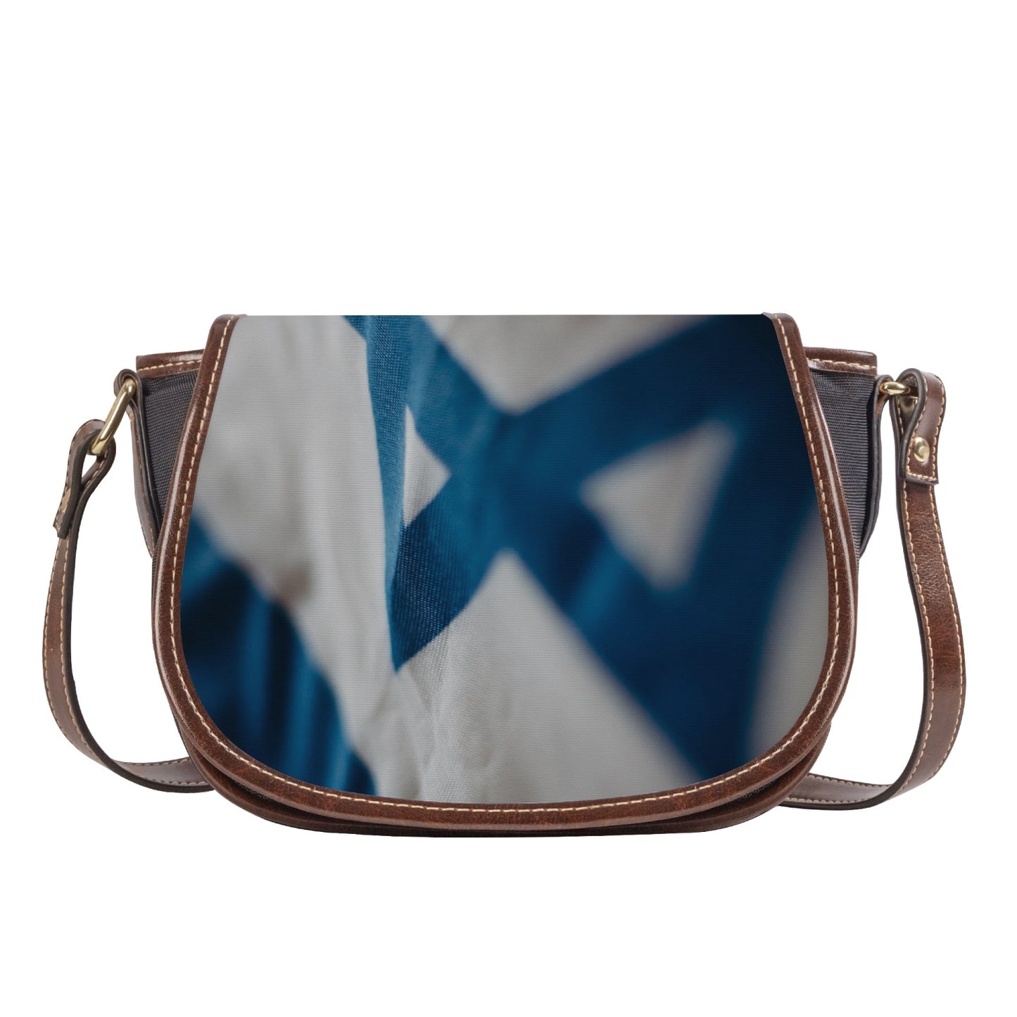 Flag of Israel Leather Saddle Bag