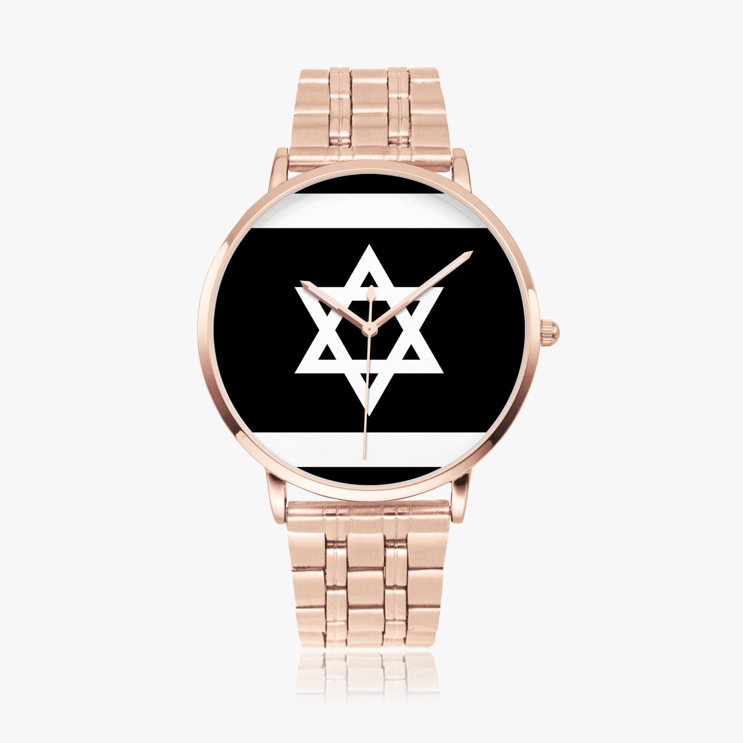 White Flag of Israel Steel Strap watch rose gold