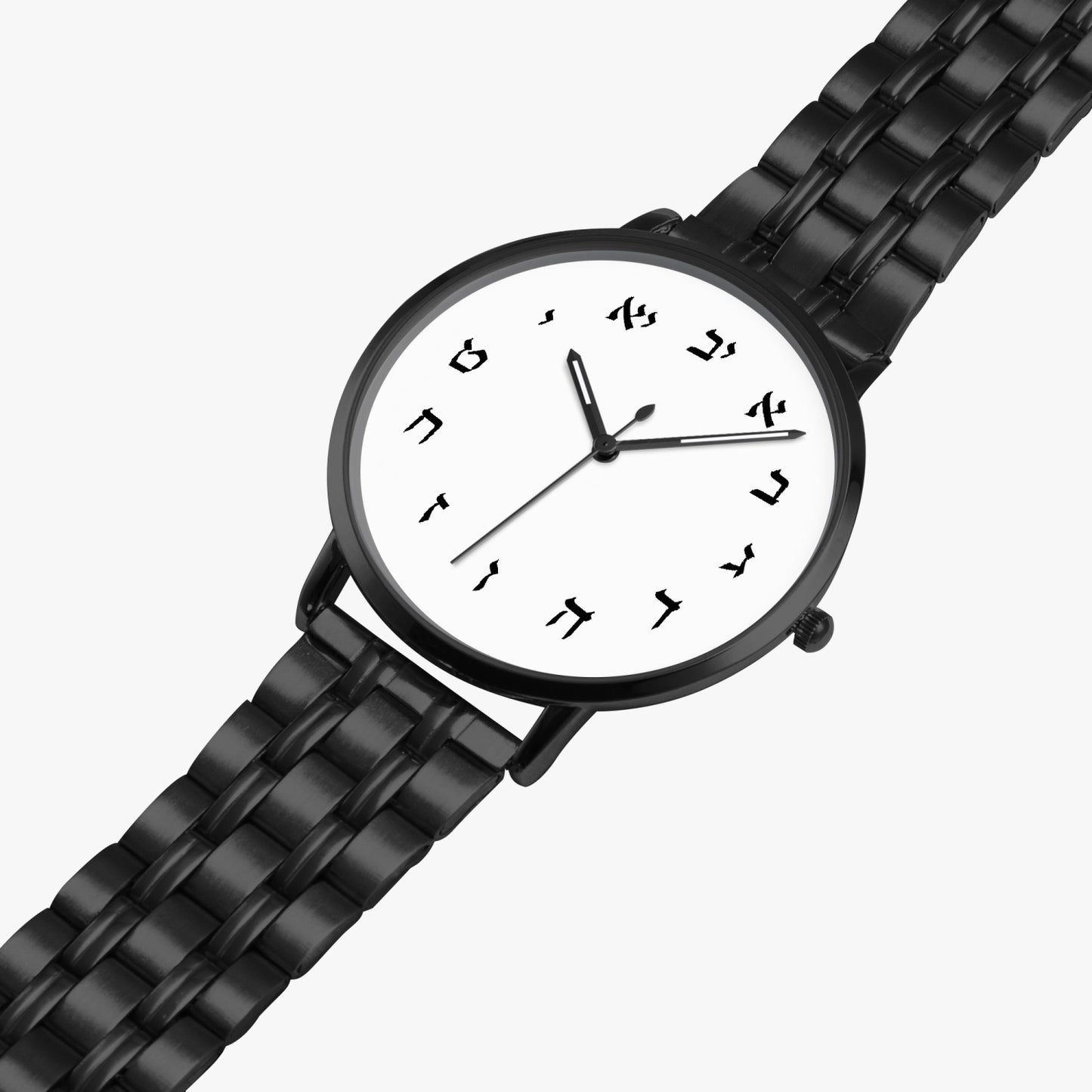 Hebrew Steel Strap Quartz watch
