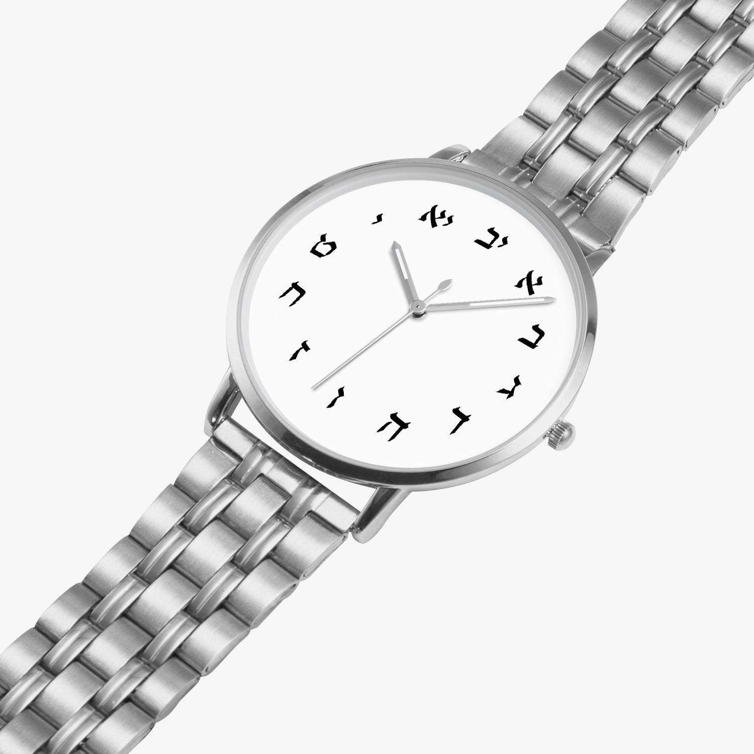 Hebrew Letters Steel Strap Quartz watch