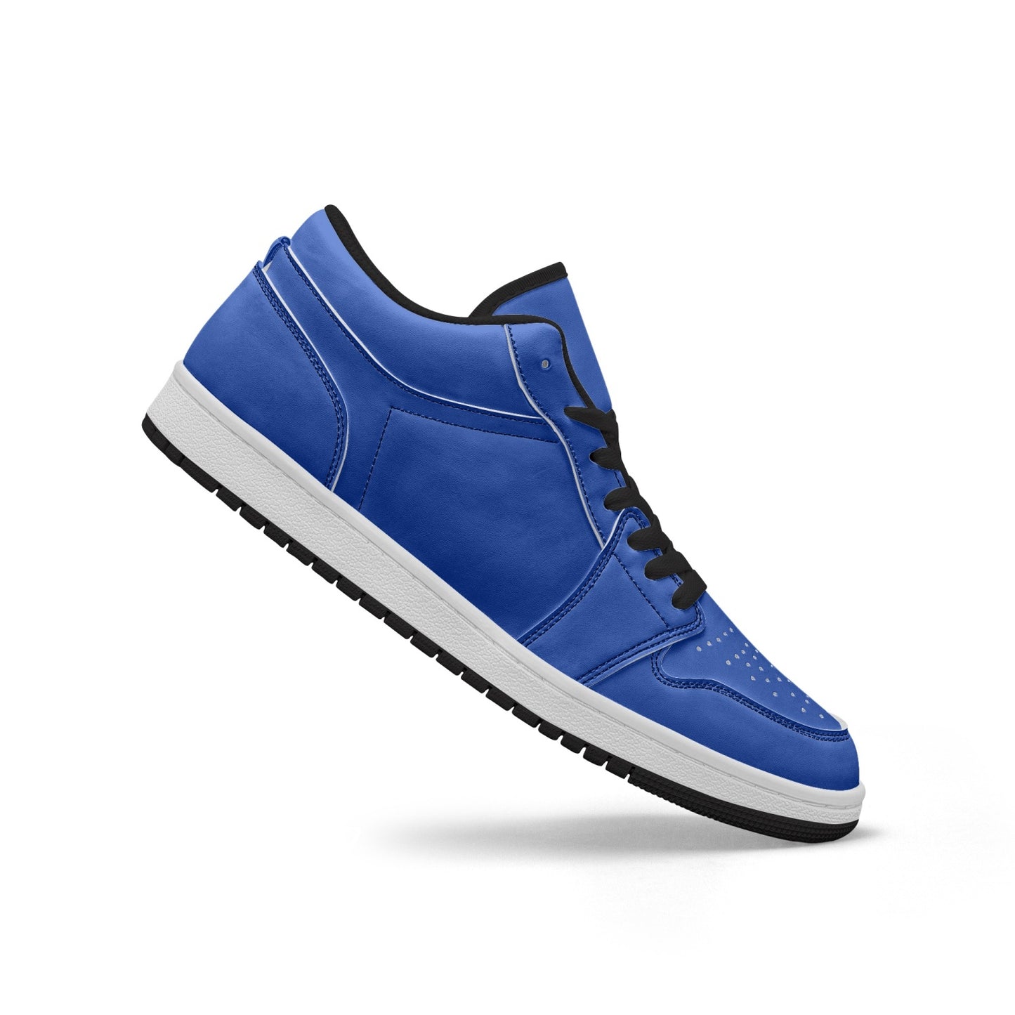Israeli Blue Low-Top Leather Sneakers black laces angled