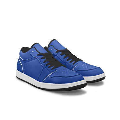 Israeli Blue Low-Top Leather Sneakers black laces angled both