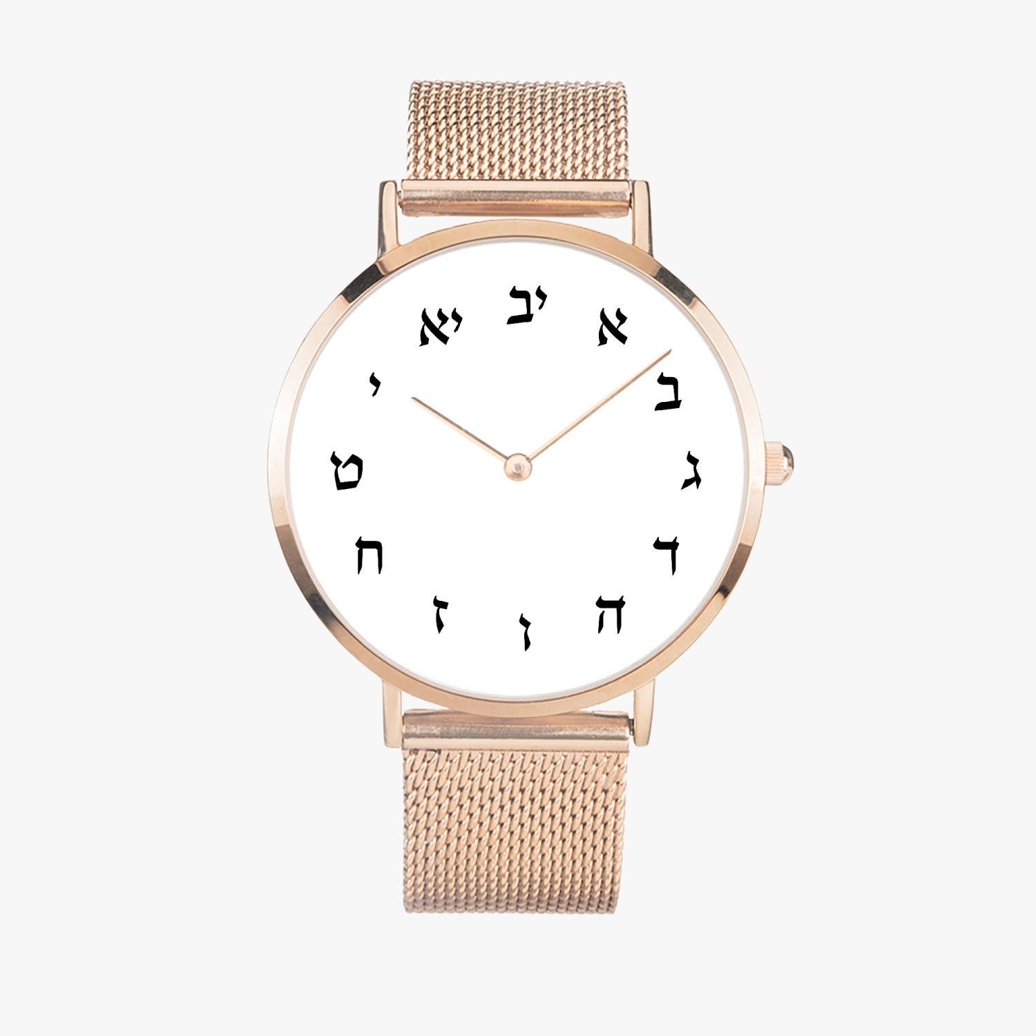 Hebrew Ultra-thin Quartz Watch rose gold