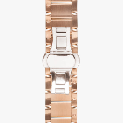 Hebrew Steel Strap Automatic Watch Rose Gold Back