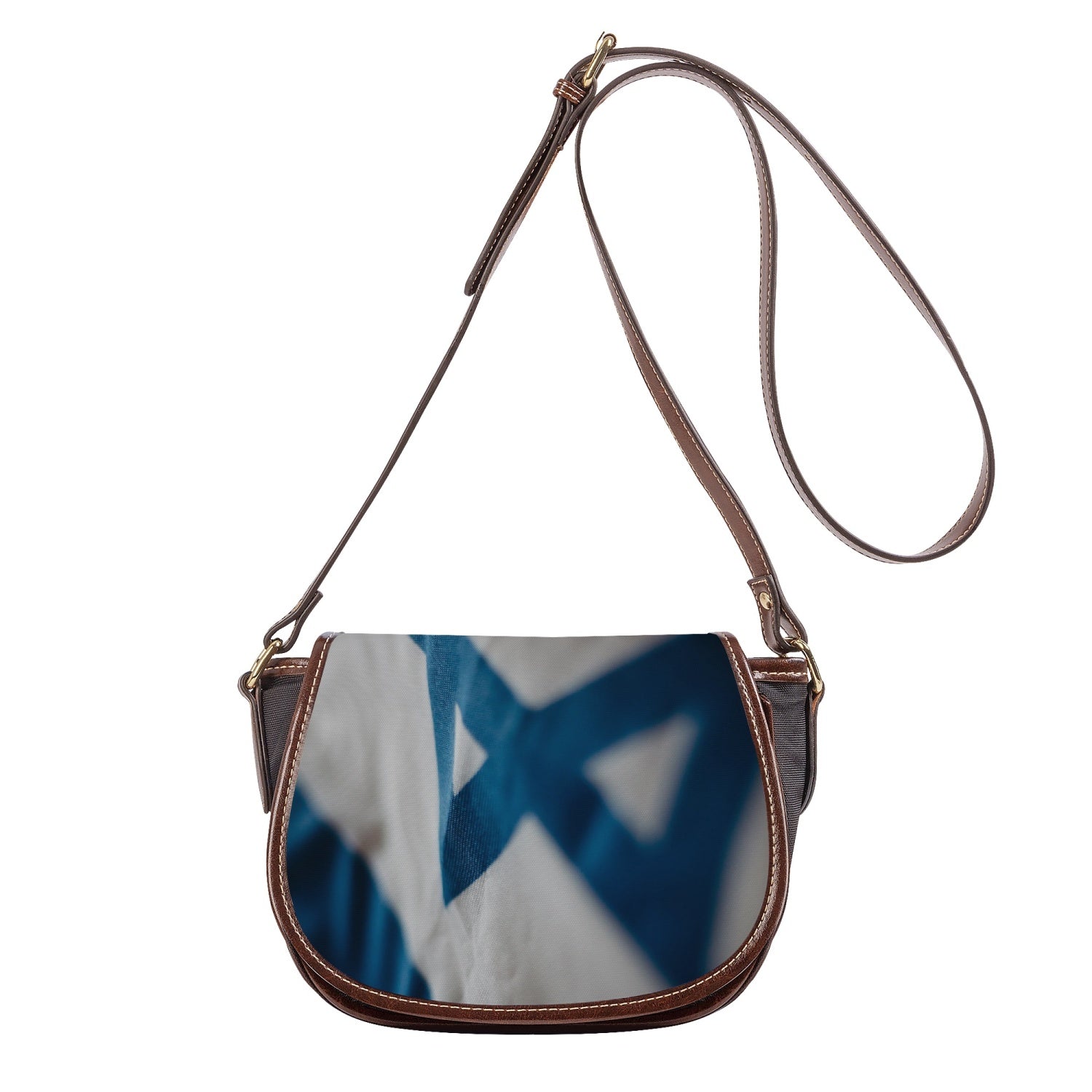 Flag of Israel Leather Saddle Bag