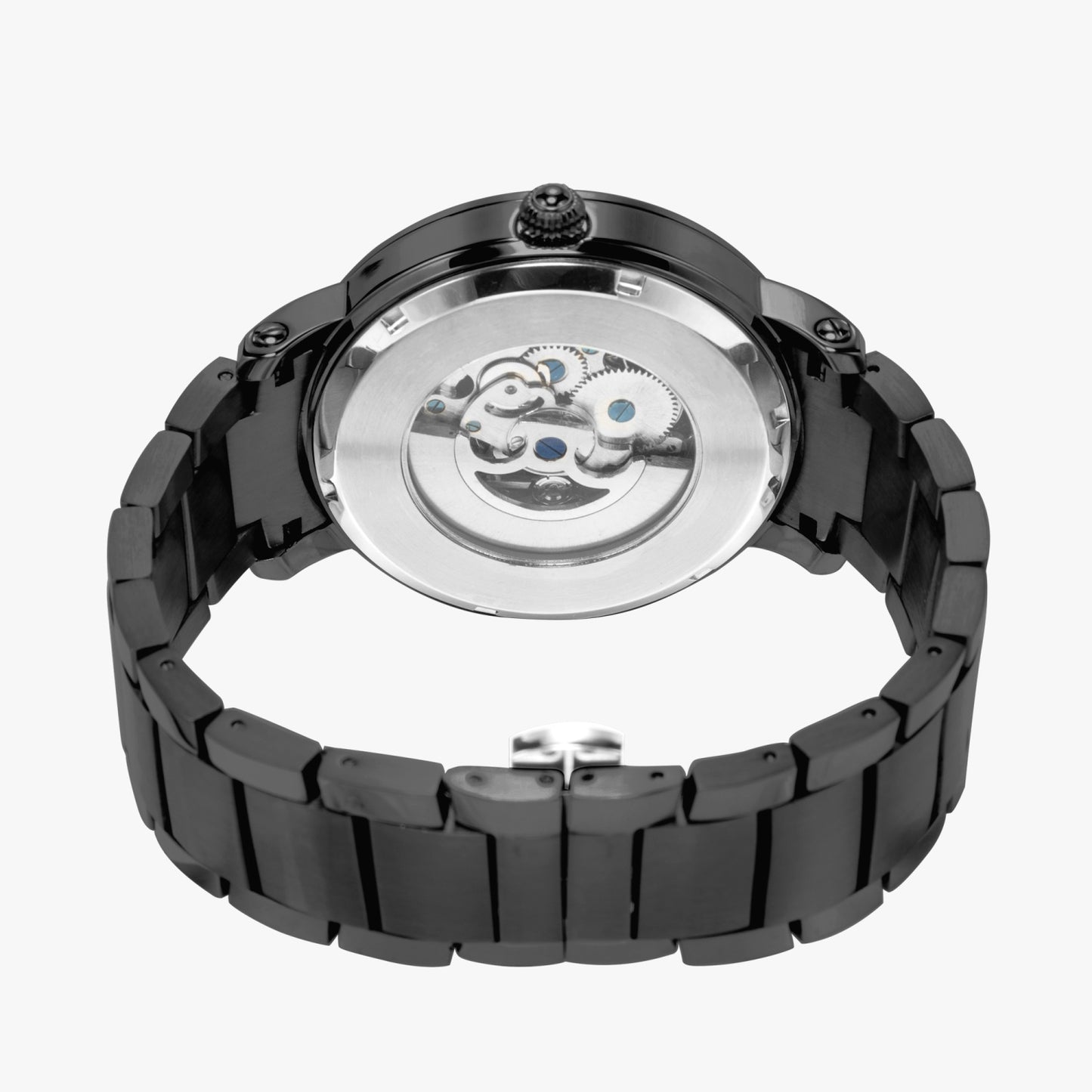 Hebrew Steel Strap Automatic Watch black back