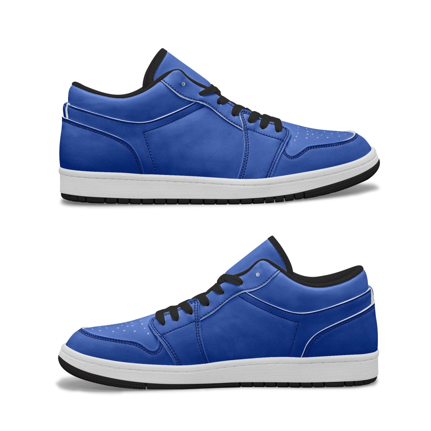Israeli Blue Low-Top Leather Sneakers black laces