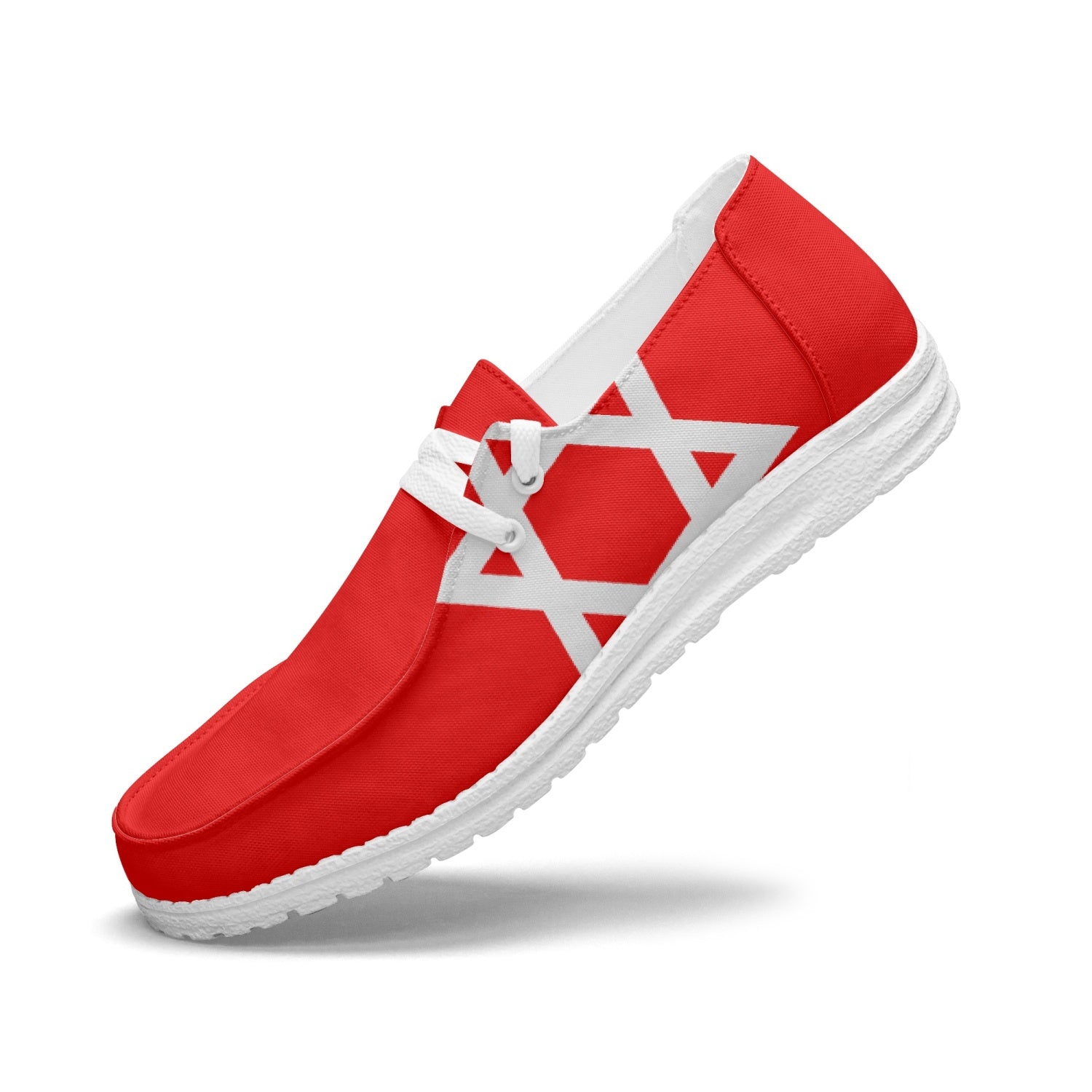 Red Star of David Canvas Lace-up Loafers left