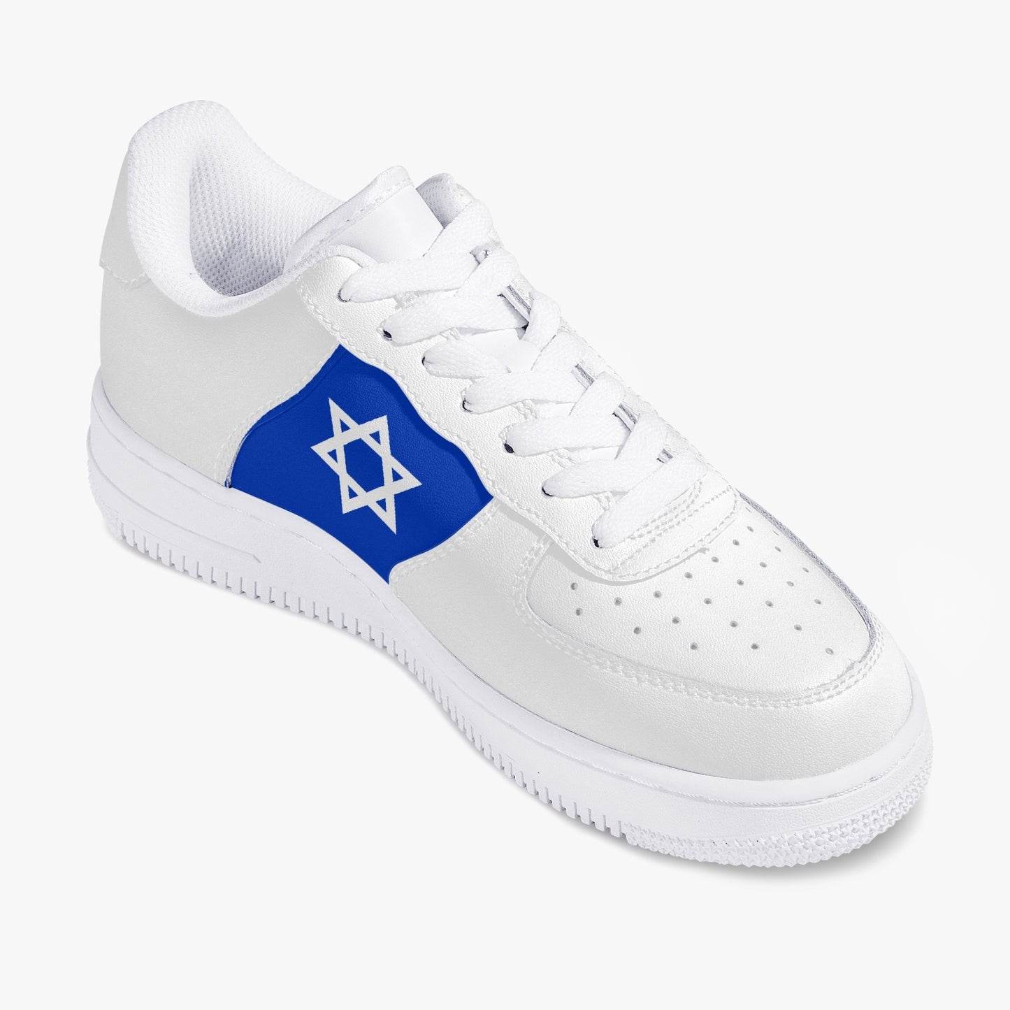 Israeli Flag White Leather Sneakers right