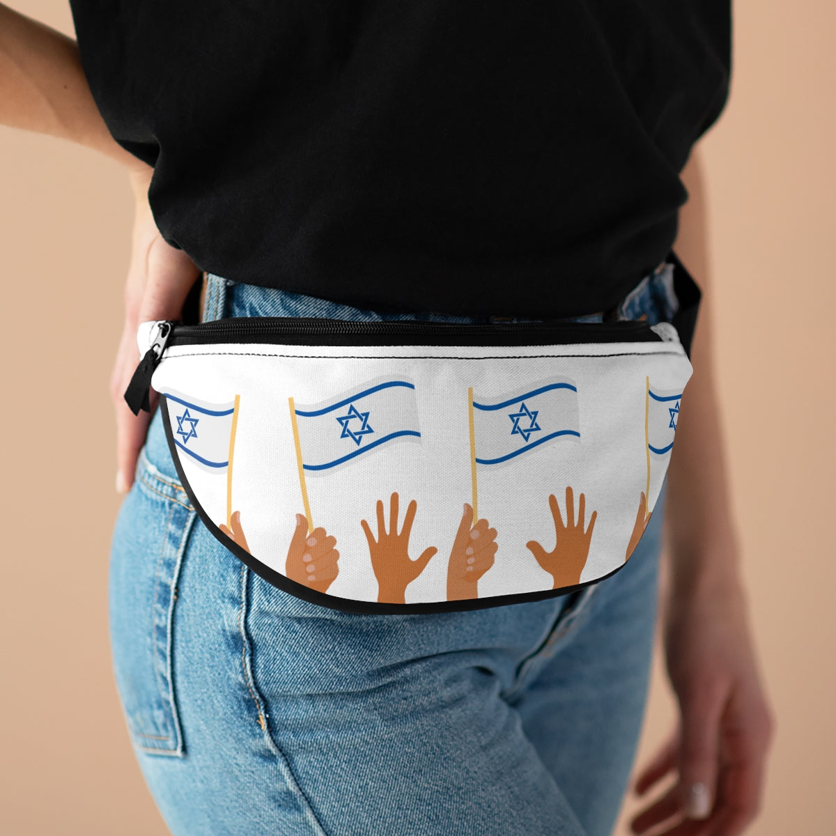 Israeli Pride Fanny Pack on hip female