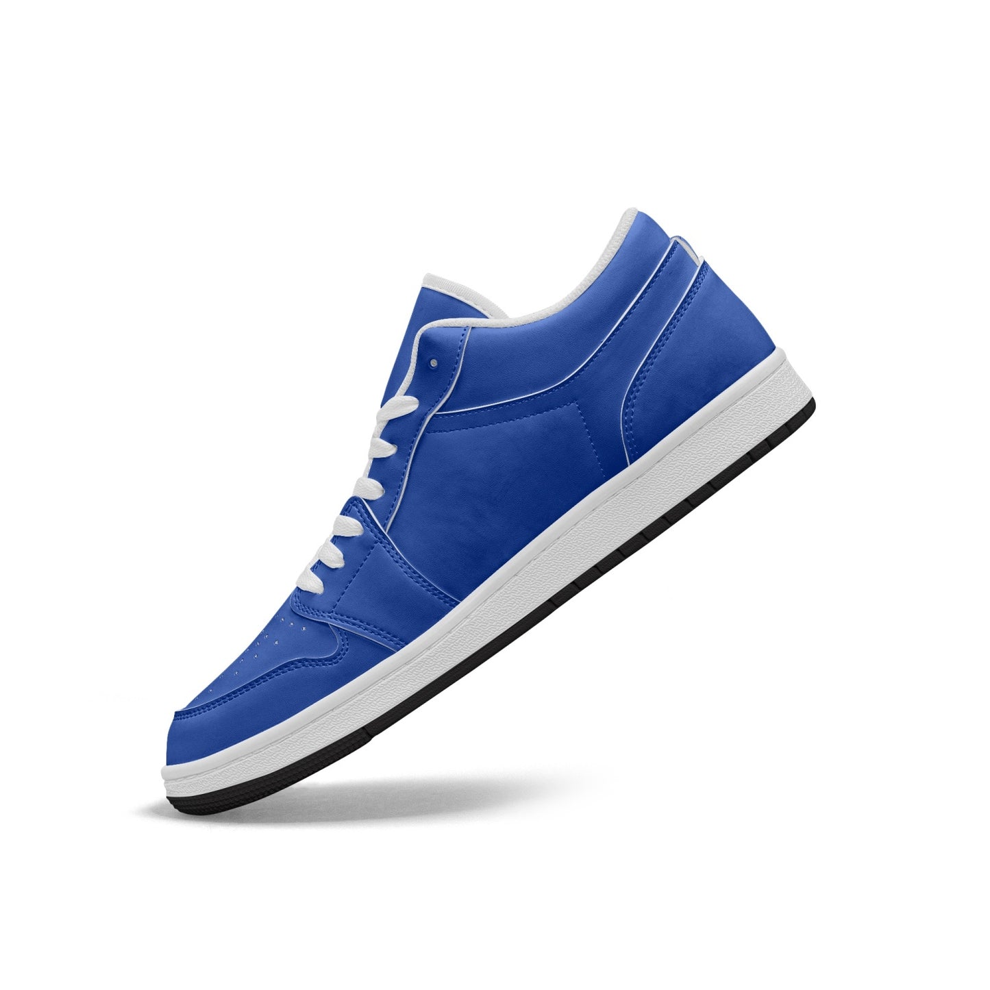Israeli Blue Low-Top Leather Sneakers left white laces