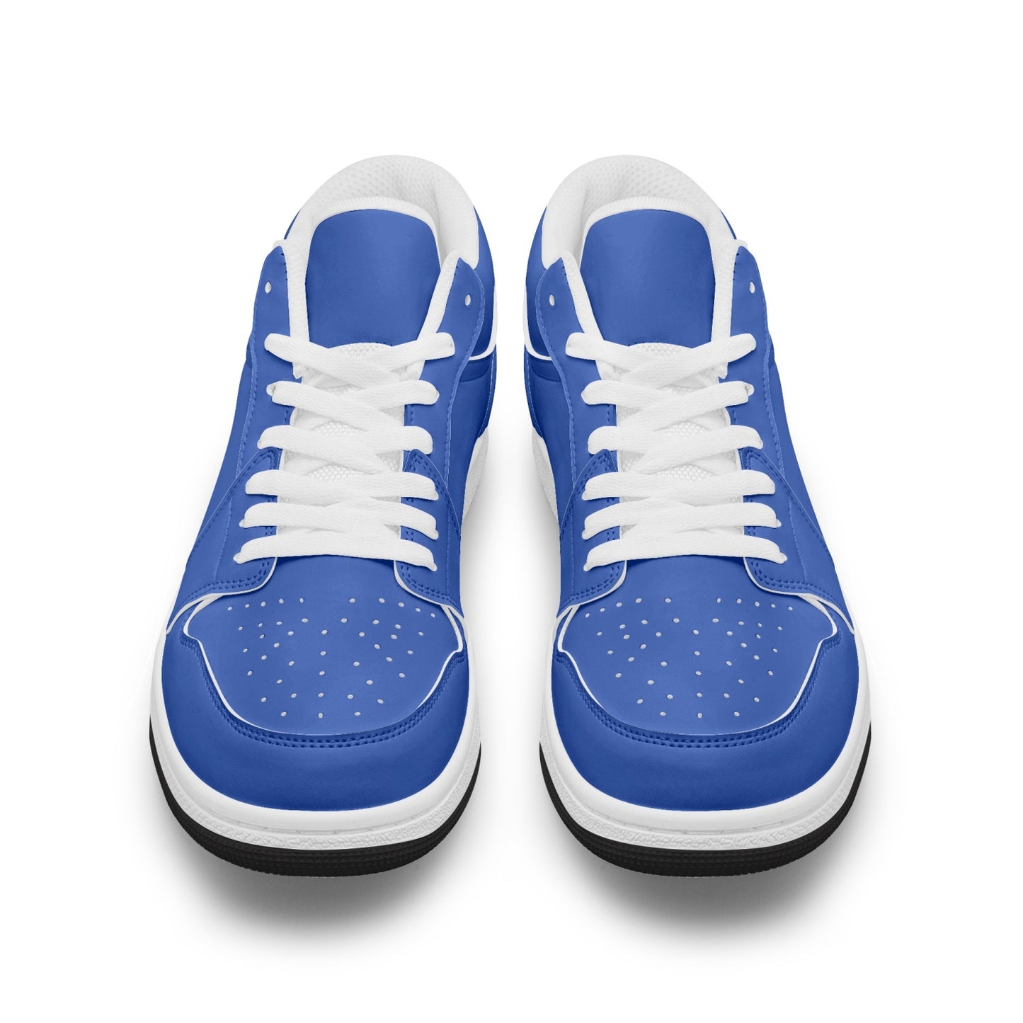 Israeli Blue Low-Top Leather Sneakers both white laces front