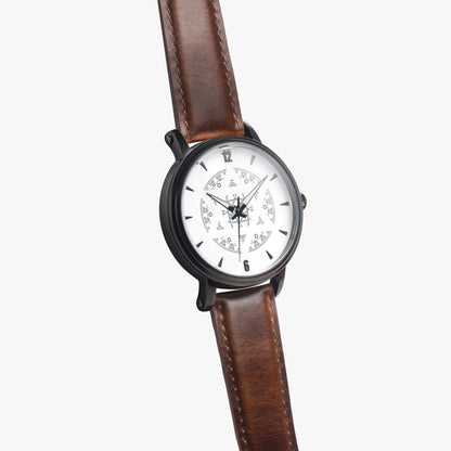 Mandala Star of David 46mm Watch brown strap angled