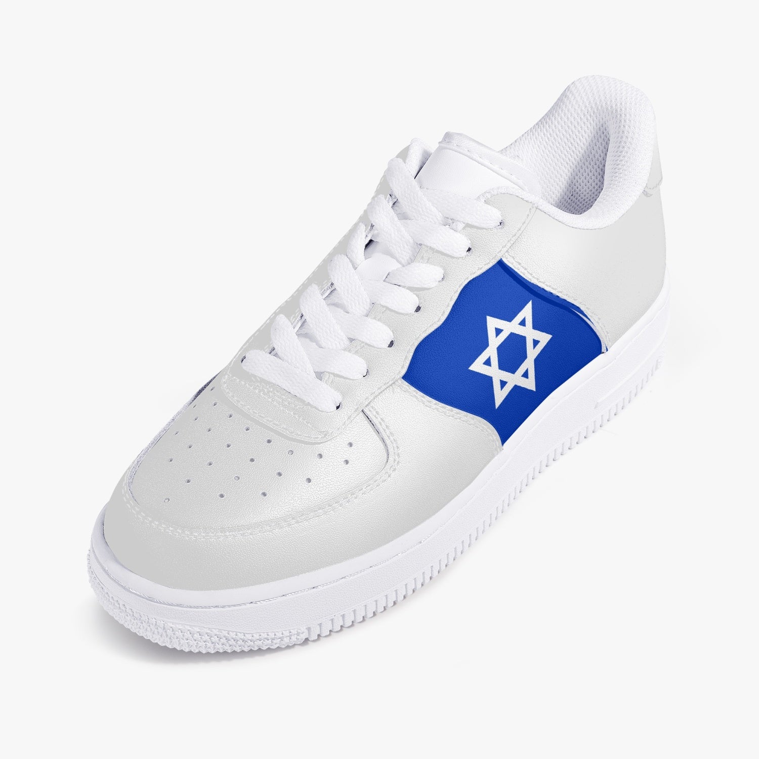 Israeli Flag White Leather Sneakers left